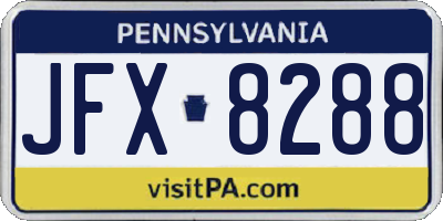 PA license plate JFX8288
