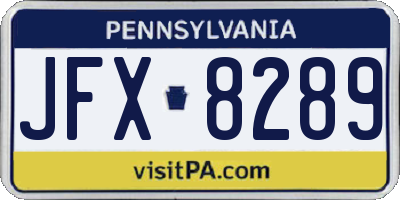 PA license plate JFX8289