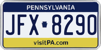 PA license plate JFX8290