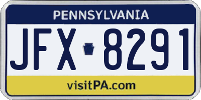 PA license plate JFX8291