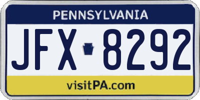 PA license plate JFX8292