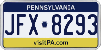 PA license plate JFX8293