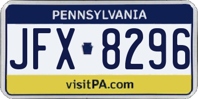 PA license plate JFX8296