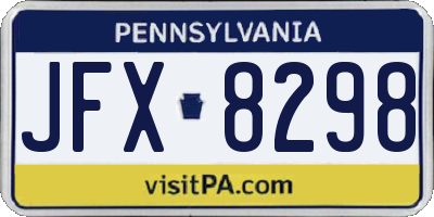 PA license plate JFX8298