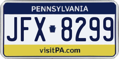 PA license plate JFX8299