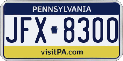 PA license plate JFX8300