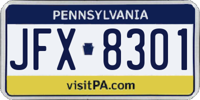 PA license plate JFX8301