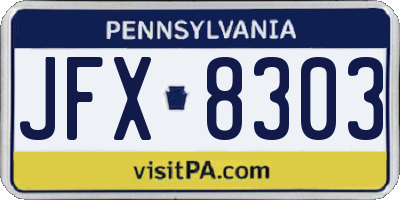 PA license plate JFX8303