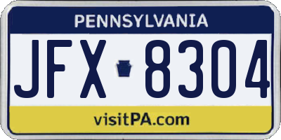 PA license plate JFX8304