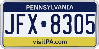 PA license plate JFX8305