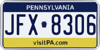 PA license plate JFX8306