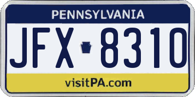 PA license plate JFX8310
