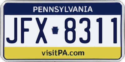 PA license plate JFX8311