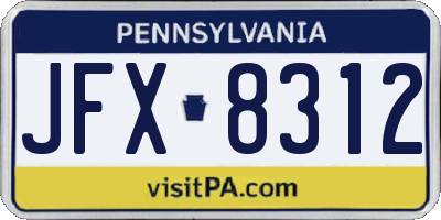 PA license plate JFX8312
