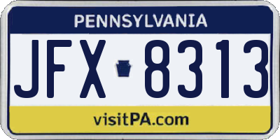 PA license plate JFX8313