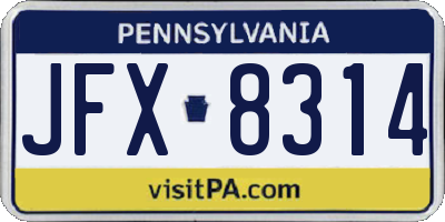 PA license plate JFX8314