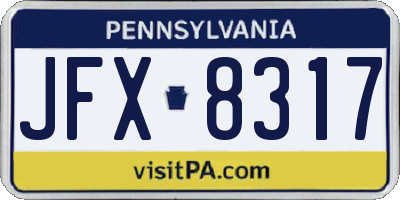 PA license plate JFX8317
