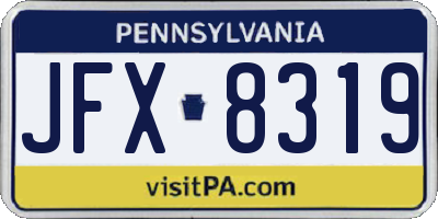 PA license plate JFX8319