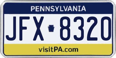 PA license plate JFX8320