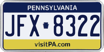 PA license plate JFX8322