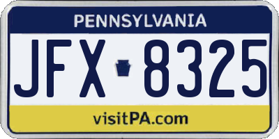 PA license plate JFX8325