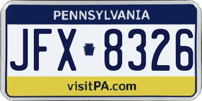 PA license plate JFX8326