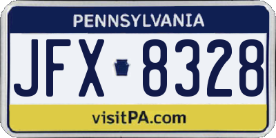 PA license plate JFX8328