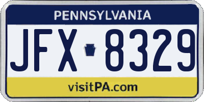 PA license plate JFX8329