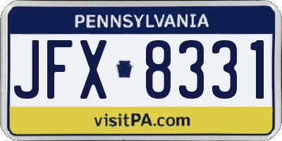 PA license plate JFX8331