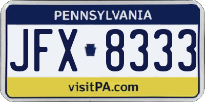 PA license plate JFX8333