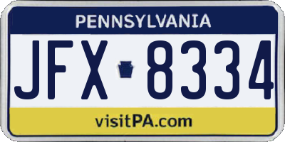 PA license plate JFX8334