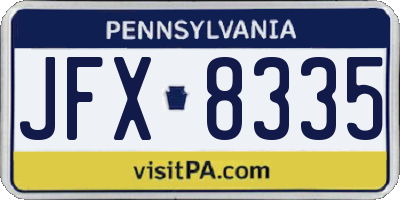 PA license plate JFX8335