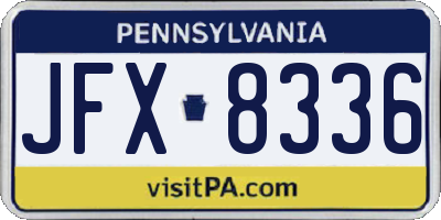 PA license plate JFX8336
