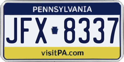 PA license plate JFX8337