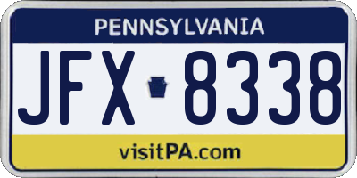 PA license plate JFX8338