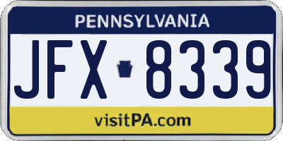 PA license plate JFX8339
