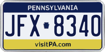 PA license plate JFX8340