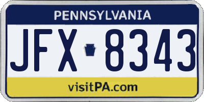 PA license plate JFX8343