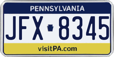 PA license plate JFX8345