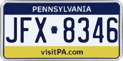 PA license plate JFX8346