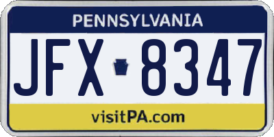 PA license plate JFX8347