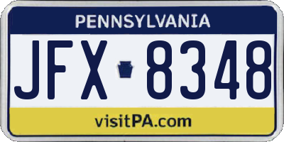PA license plate JFX8348