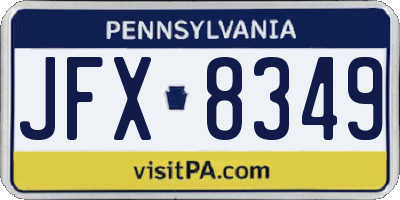 PA license plate JFX8349