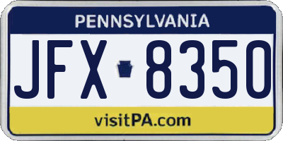PA license plate JFX8350