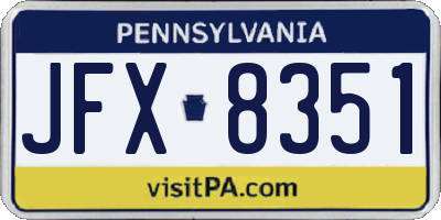 PA license plate JFX8351