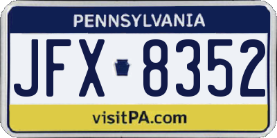 PA license plate JFX8352