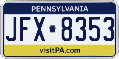 PA license plate JFX8353