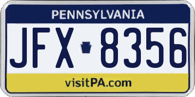PA license plate JFX8356