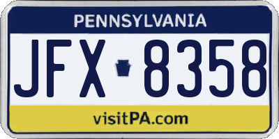 PA license plate JFX8358