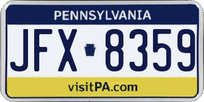 PA license plate JFX8359